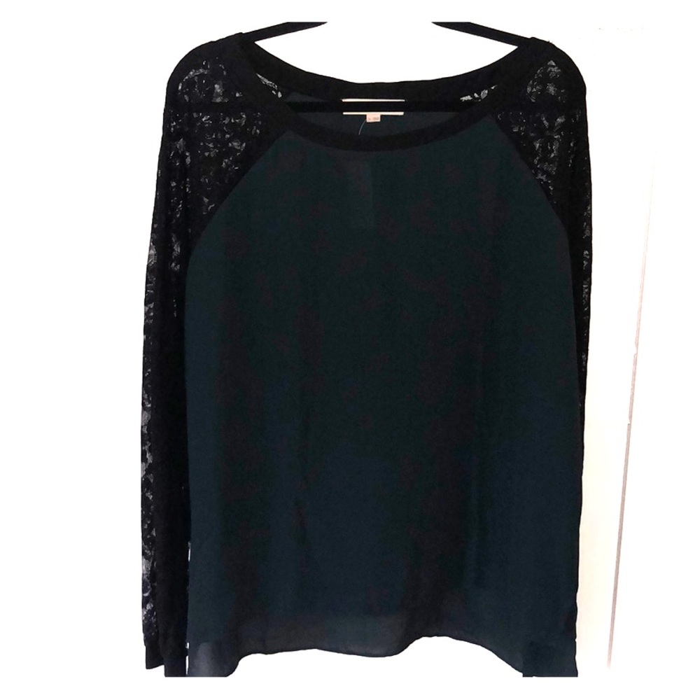 Loft blouse with lace sleeves. NWT. Size XL